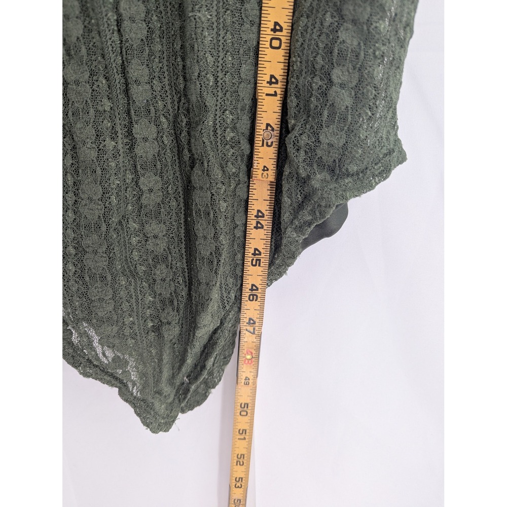 Olive‎ Green Lace Midi Dress Handkerchief Hem Square M 8-10 NoBo Fairy Grunge - Picture 2 of 7